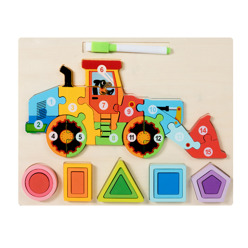 Nuevos productos de forma geométrica puzzle animal digital tridimensional puzzle tablero de dibujo de la educación temprana puzzle forma emparejada bloques de construcción