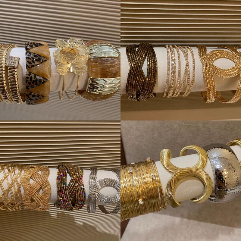 European and American Exaggerated Twisted Braided Square Glass Bracelet Light Luxury High-End Fashion Heavy-Duty Personalized Jewelry for Women