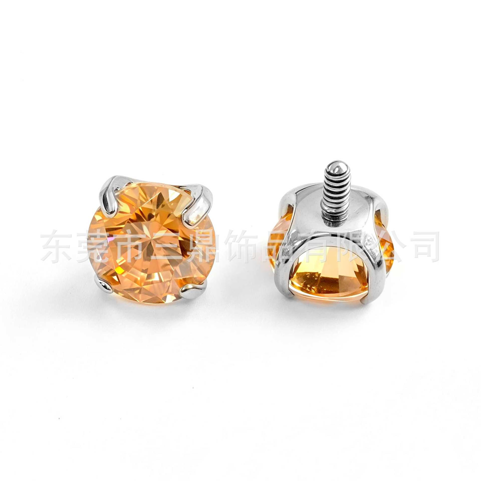 新型丸底F136チタン爪は5Aジルコン耳骨釘リップピアスG23チタン合金穿刺アクセサリー部品をはめ込んでいます。