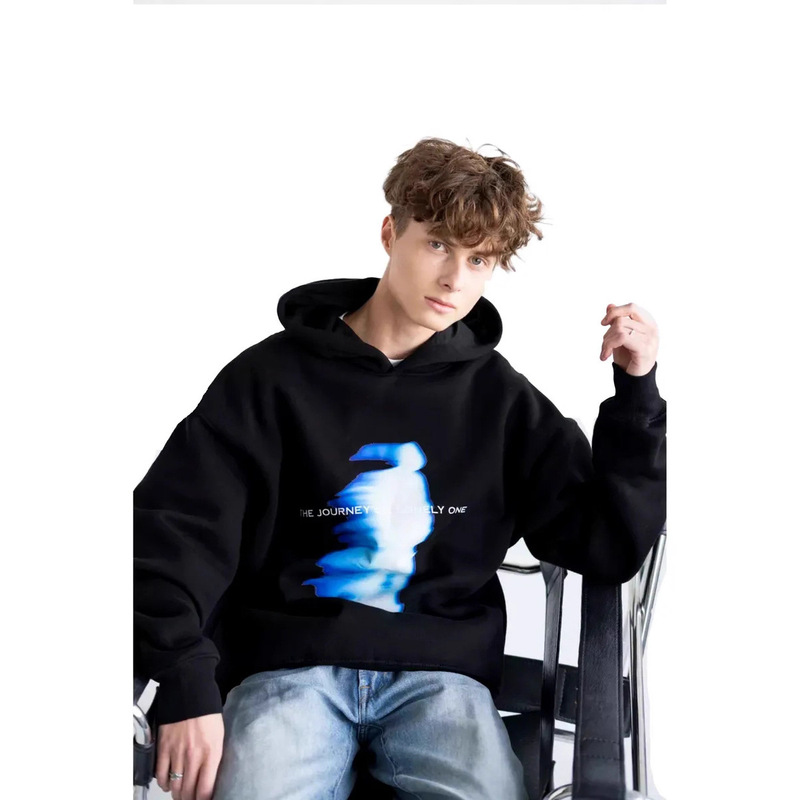 Foreign Trade European and American 2025 New Autumn and Winter Warm Y2K Blurred Phantom Print Sweatshirt Loose Casual Sports Top