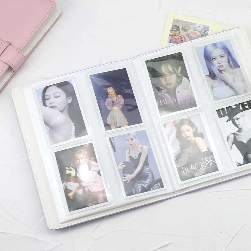 Polaroid álbum de almacenamiento de fotos de 3 pulgadas 128/256 cuero PU color puro almacenamiento de fotos tarjeta de álbum de almacenamiento de tarjetas pequeñas