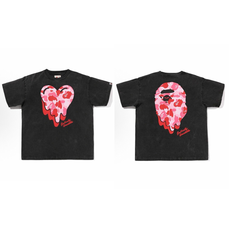 BAPE x Emotionally Unavailable T-shirt Melting Heart Camo Black