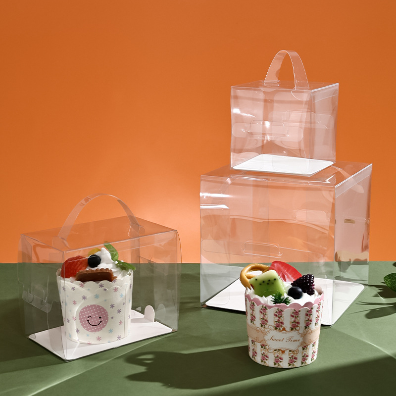 手提透明蛋糕盒4寸加高款生日蛋糕盒子甜品烘焙包装logo跨境专供