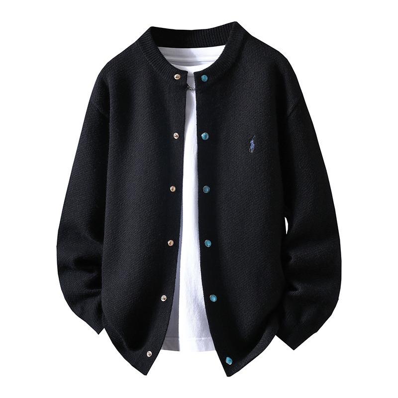 Explosiones transfronterizas de tamaño europeo de tamaño grande marca de caballo botón turquesa cardigan camiseta de punto suéter chaqueta de hombre fábrica mayorista