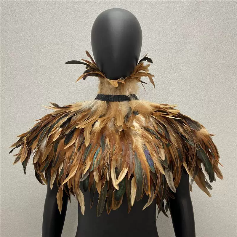 Feather Cape Collar, 120 cm, Multi‑color Costume Accessory (includes white goose feathers)