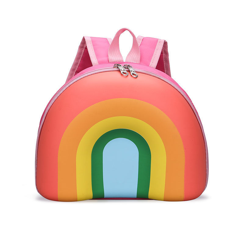 2024 New Rainbow Children's Unisex Backpack Korean Style Ultra Lightweight Stress-Free Kindergarten Schoolbag Cute Cartoon Dual Shoulder Bag