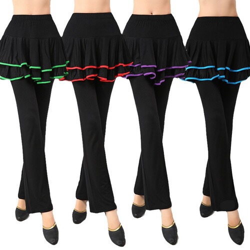 Square dance costume performance dance costume bottoms split skirt pants long modal sports fitness body pants