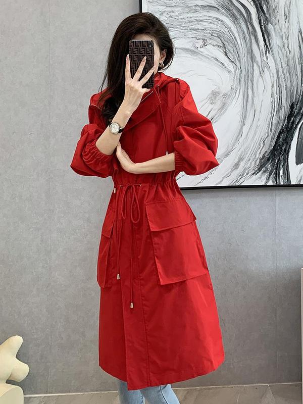 风衣纯色外套女2025年春秋季新款大码宽松显瘦中长款英伦风春装女|undefined