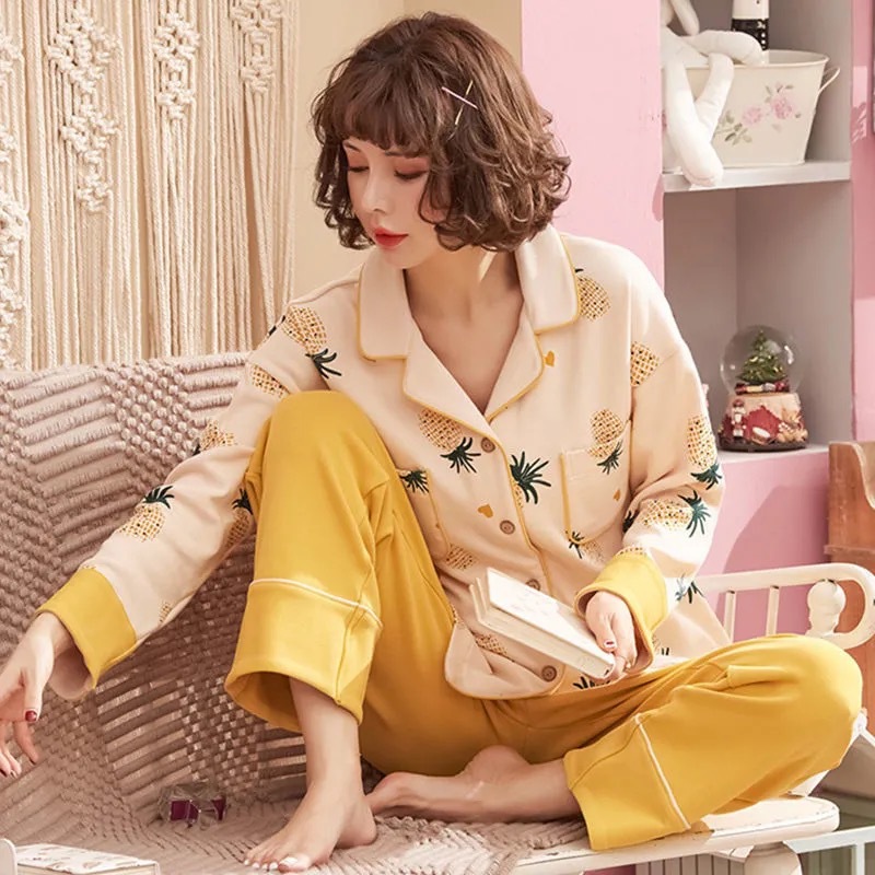 Pijamas de mujer 100% algodón de manga larga primavera y otoño año de nacimiento de conejo rojo boda de Mujer talla grande homewear