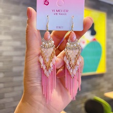 复古夸张时尚水晶流苏耳坠 波西米亚民族风轻奢高级感耳环批发