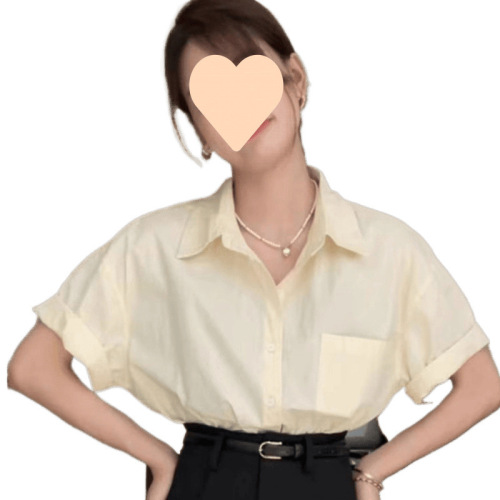 Women's Summer Raspberry Powder Short Sleeve Shirt Loose Chic Youthful Design Small Batch Unique Blouse