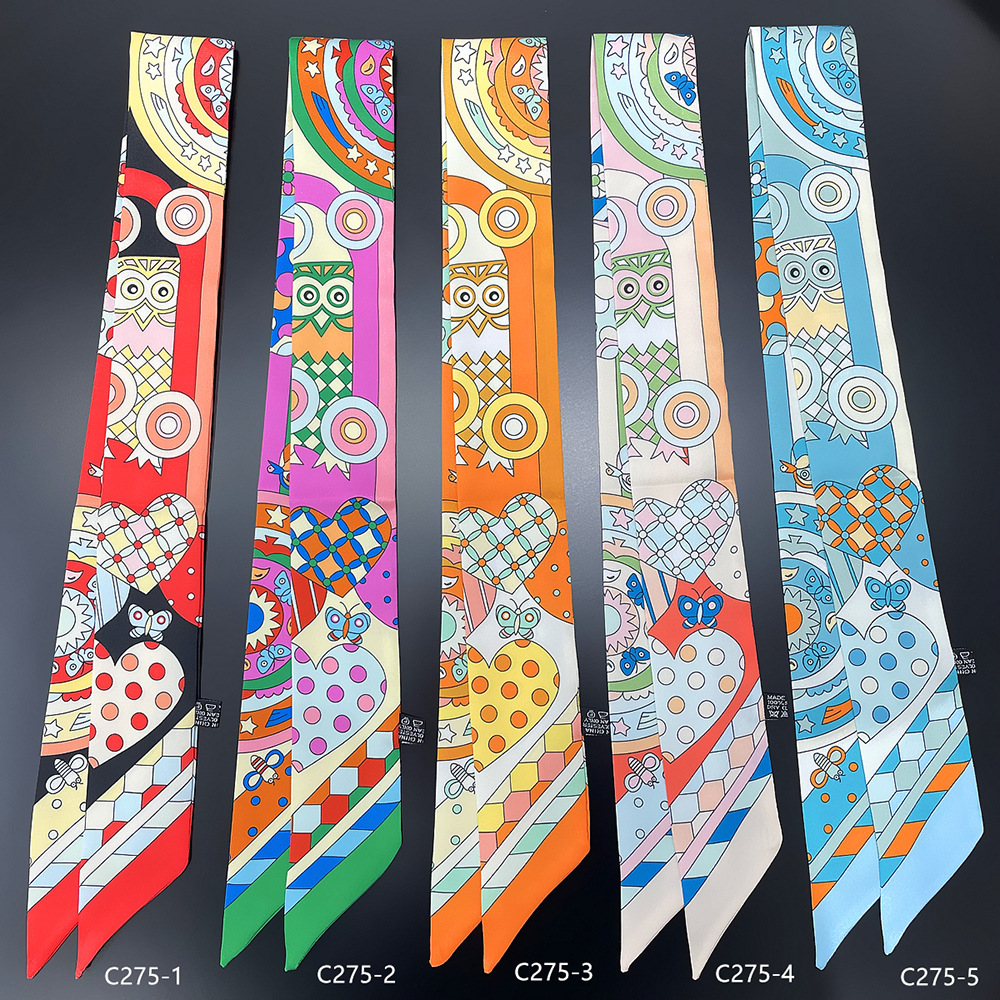 15g Weight Silk Scarf Classification Shopping Occasion Women'S Elegant Korean Style Geometric Bag Satin Tassel Silk Scarf