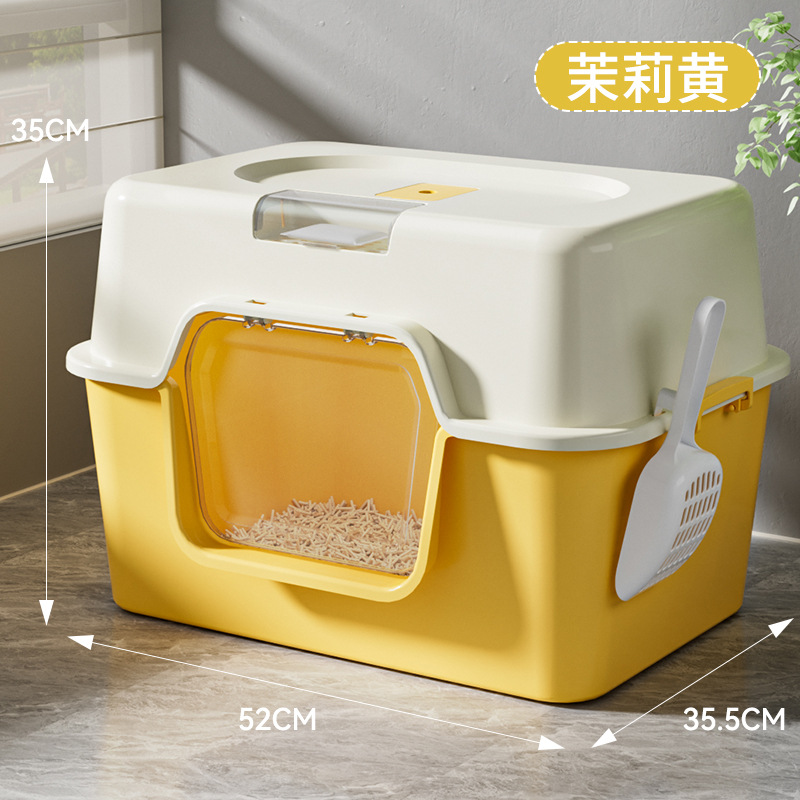 Cuenca de arena para gatos totalmente cerrada anti-odorante desodorante inodoro para gatos super grande fuera de la arena para gatos inodoro para gatos super grande