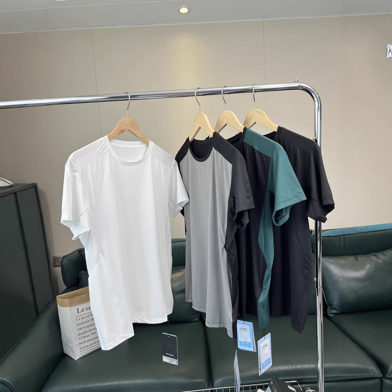 Di Series! Summer Men's Outdoor Quick-Drying Breathable and Comfortable Color-Blocked Sun Protection Knitwear Stretch Sports Short-Sleeved T-Shirt