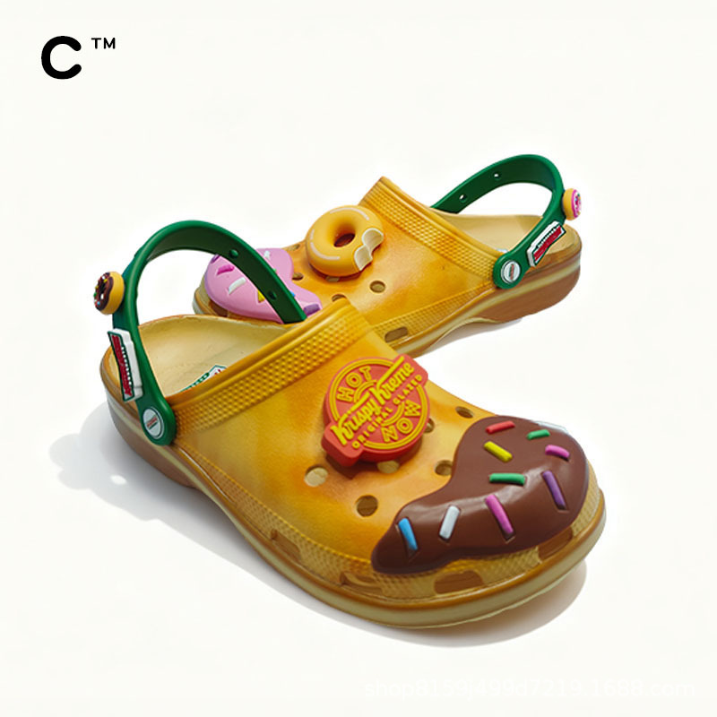 Cross Donut Hole Shoes Krispy Kreme Co-branded para hombres y mujeres, zapatos de playa al aire libre.