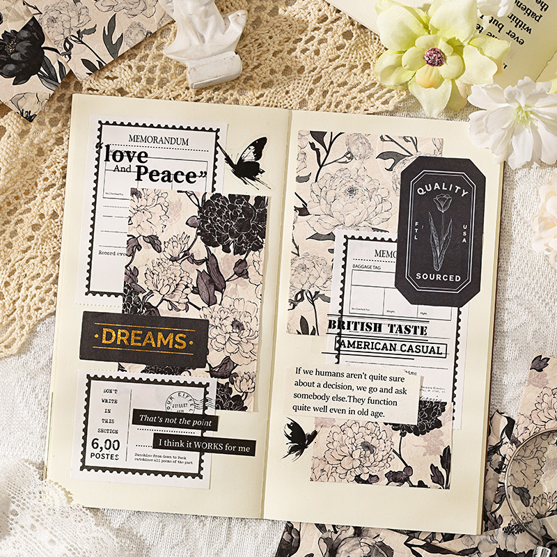 Huanglang Weibo no adhesivo material papel diy cuentas de mano paisajismo material fondo relieve flor triturada material retro papel