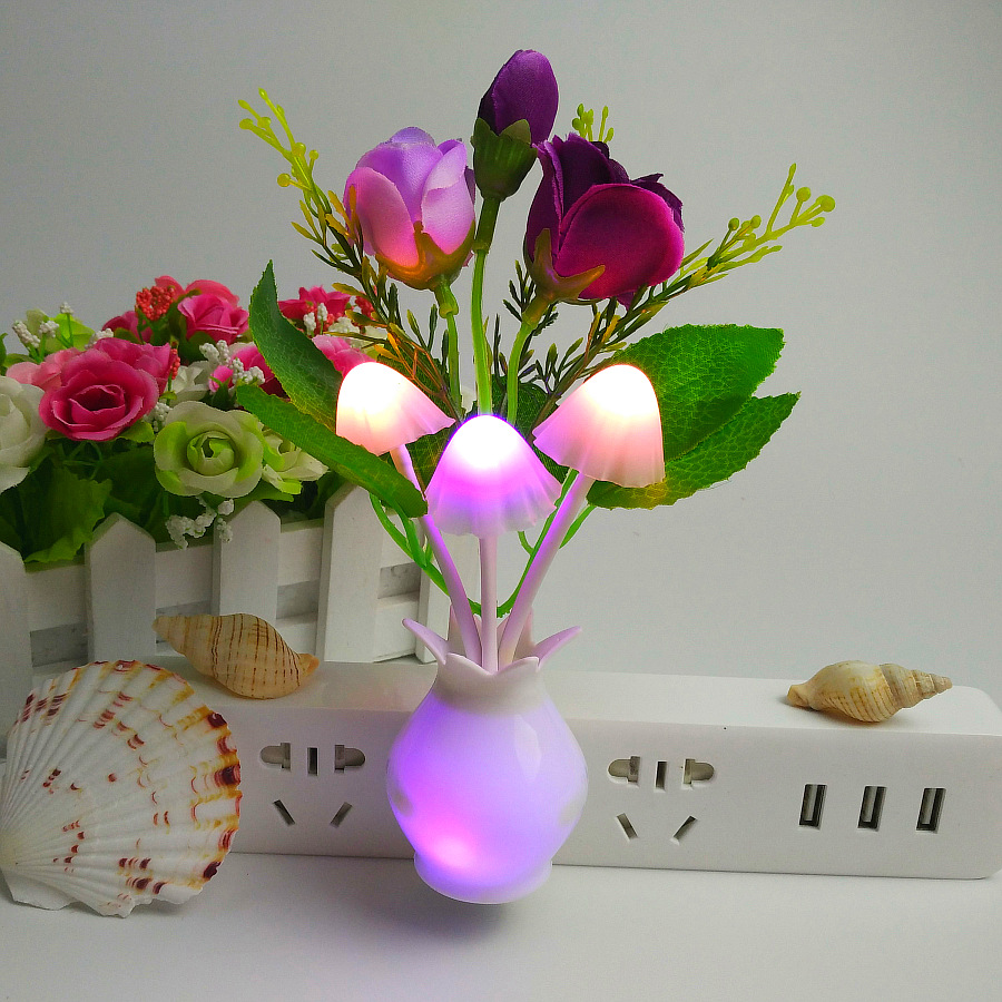 Transfronterizo dedicado 4LED luz más inducción controlada por luz inteligente colorido luminoso base Rosa seta puesto de luz