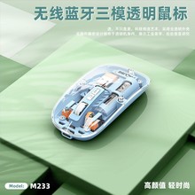 跨境透明无线蓝牙鼠标适用ipad手机平板电脑办公礼品三模静音充电