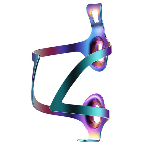 Bicycle mountain bike aluminum alloy colorful vacuum electroplating water bottle cage riding simple one-piece water bottle cage