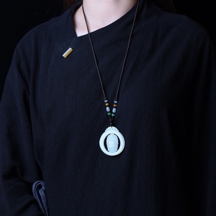 Xinjiang Hetian Jade Suet Jade Men's Guanyin Pendant Jade Pendant Maitreya Buddha Jade Buddha Male Female Ice Couple Pendant