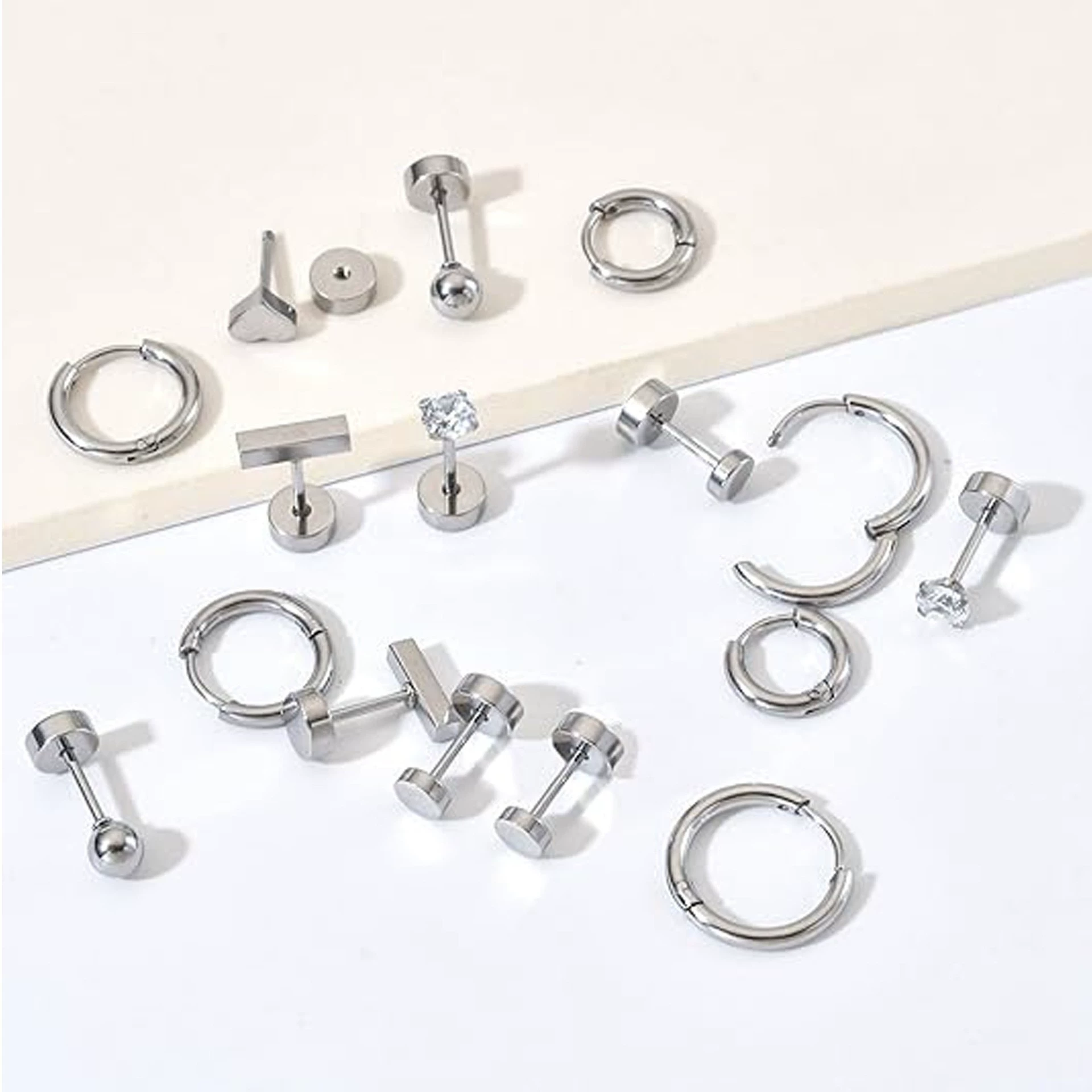 Серьги из нержавеющей стали, набор, европейский стиль, 8 пара, оптовая