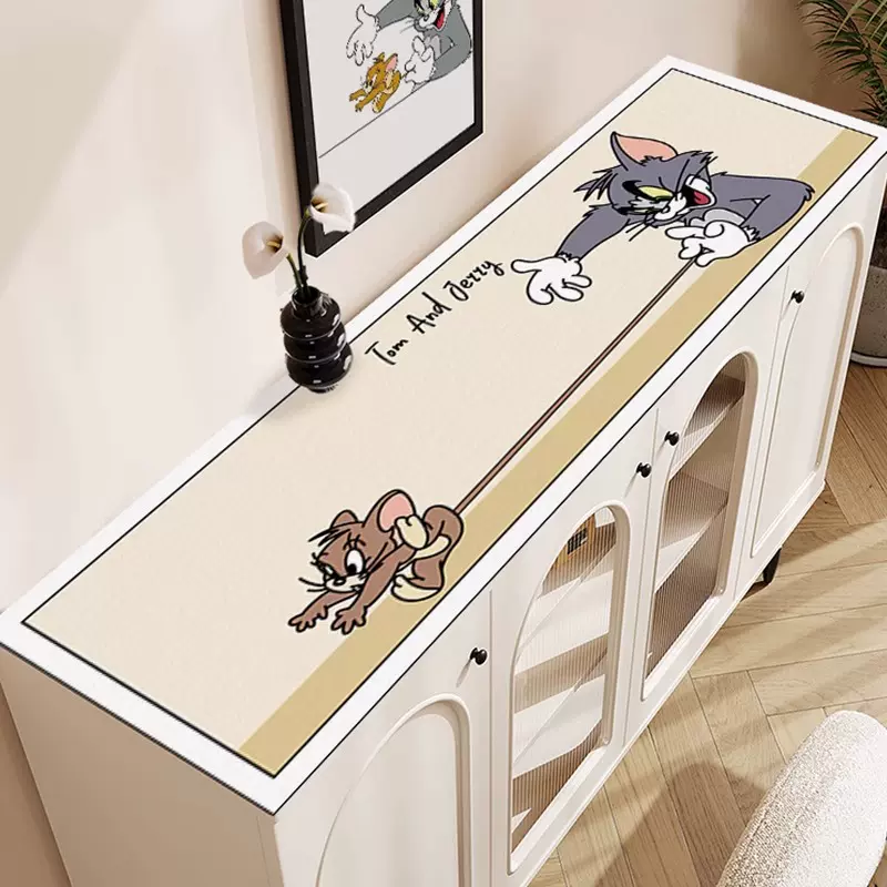 猫和老鼠电视柜桌垫皮革防水防油盖垫轻奢餐边柜鞋柜桌面保护垫子