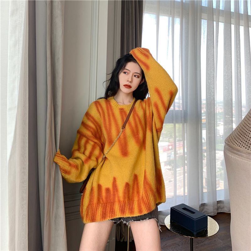 Transfronteriza suéter impreso ropa de mujer Primavera y otoño 2023 nuevo jersey estilo coreano Suelta todo fósforo ropa de abrigo suéter abrigo image 5