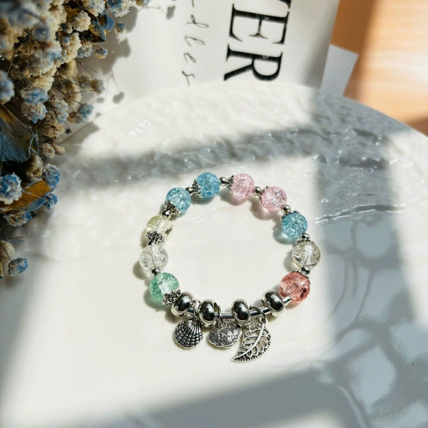 S056-Mixed Color Shell Leaf Peaceful Buckle Bracelet #SZ470