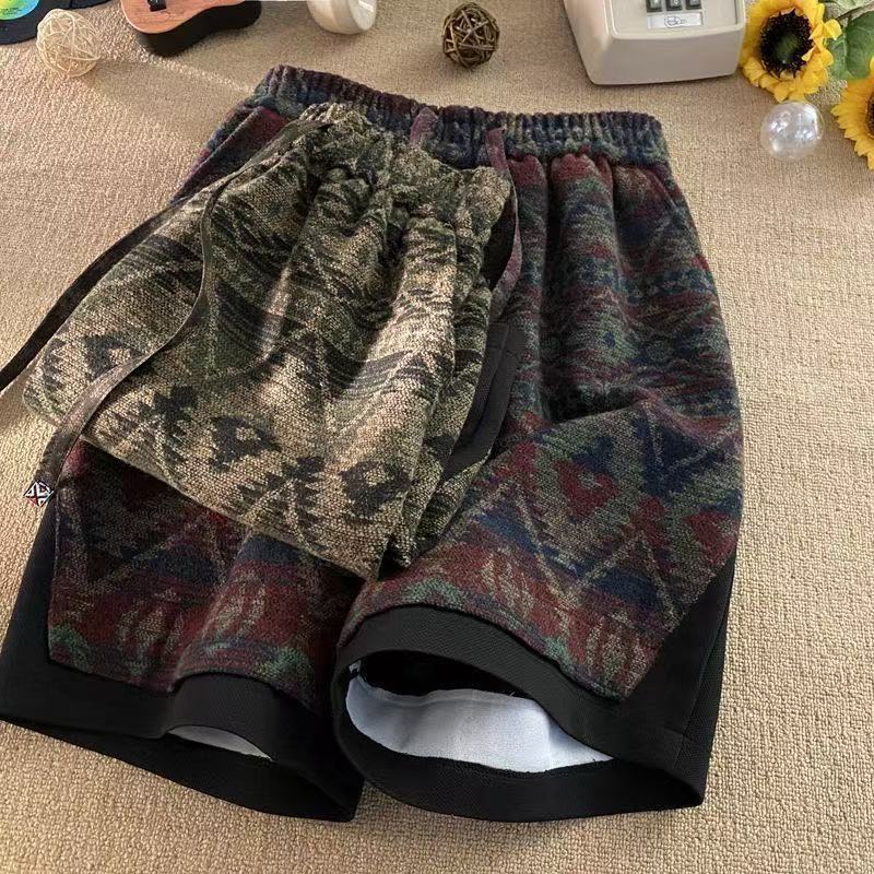 Summer Men's Stylish Loose Fitting High Waisted Casual Shorts Versatile Straight Leg Five Point Pants_viptrois.com