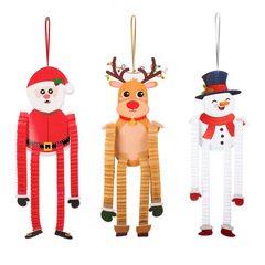 クリスマスの飾り、サンタクロース、トナカイ、紙の吊り下げ飾り、雪だるま、お祭りの雰囲気の装飾、クリスマスの雰囲気