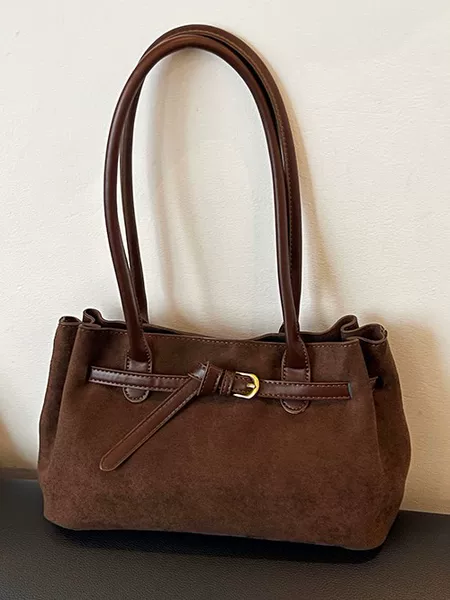 2025 New Autumn and Winter Suede Texture Armpit Bag Commuter Frosted Suede Shoulder Bag Niche Retro Baguette Bag