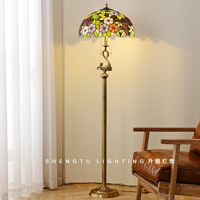 Floor Lamp All Copper European Style American Style Retro Bedroom Living Room Art Deco Ornaments Pure Copper Tiffany Bedside Lamp