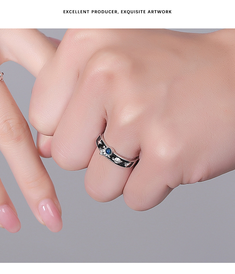 Copper Material Novelty Astronaut Star Copper Plating Inlay Artificial Crystal Open Ring