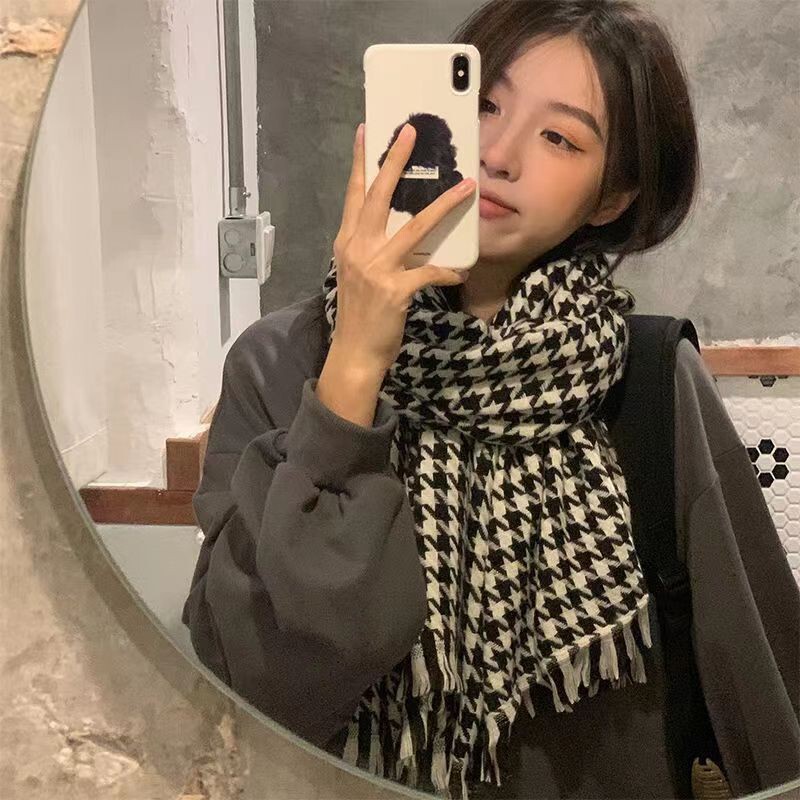 柔软棉麻格纹围巾女春秋季新款披肩丝巾妈妈大衣流行披肩围脖批发|undefined