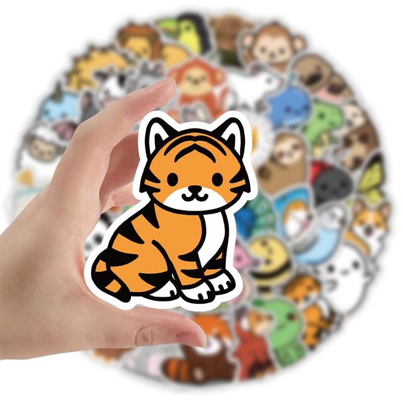 30 Styles, 50 Stickers, Ins Style, Fresh, Retro, Cross-Border Creative Animal Horror Handbook Material, Waterproof Stickers