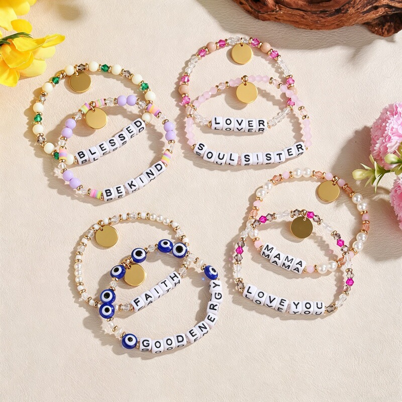Cross-Border Best-Selling Versatile Crystal Letter Bracelet DIY Name Valentine's Day Gift for Mom Best Friend Handmade Beaded Bracelet