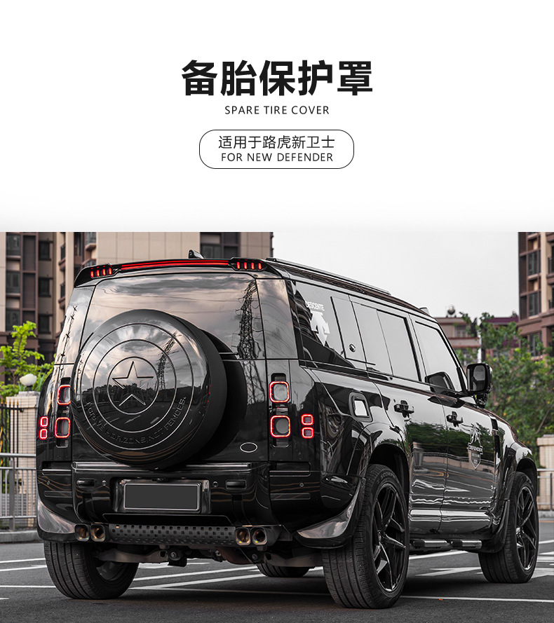 Suitable for 20-25 Land Rover Defender 90 100 130 Spare Tire Cover, American Team Spare Tire Cover, Shield Spare Tire Cover