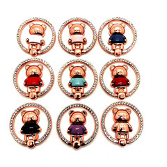 Three-dimensional diamond bear diamond desktop ring buckle holder metal cartoon ring holder mobile phone ring holder
