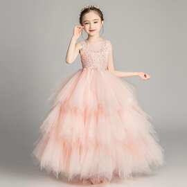 公主裙女童蓬蓬纱花童走秀婚纱儿童生日晚礼服小主持人钢琴演出服