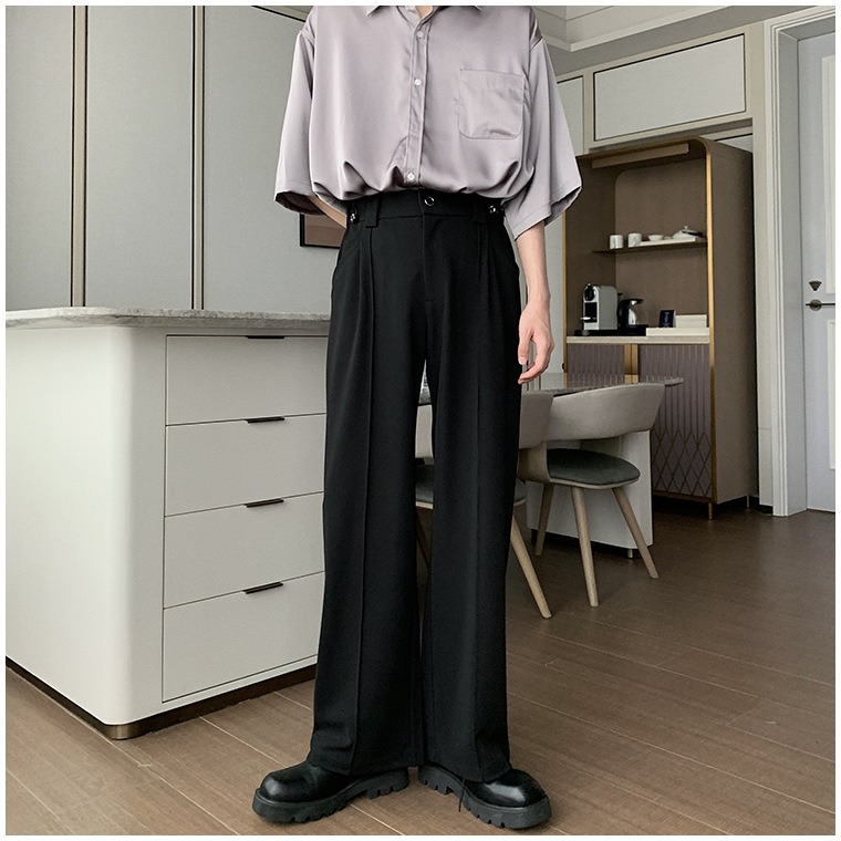 Men's Clothing Spring and autumn mopping pants simple casual trousers men new loose straight trousers black versatile trousers trend_voghion.com