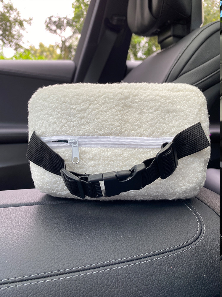 New Style Maillard Plaid Kitty Car Seatbelt Shoulder Pad Cute Car Tissue Box Car Interior Decoration