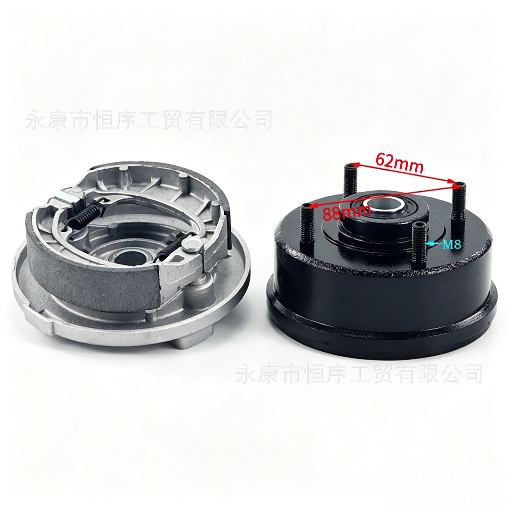 Atv Beach Vehicle Accessories Suitable for Small Bull Models, One-To-Two Front Brake Drum Brake Device, 88mm Brake Drum