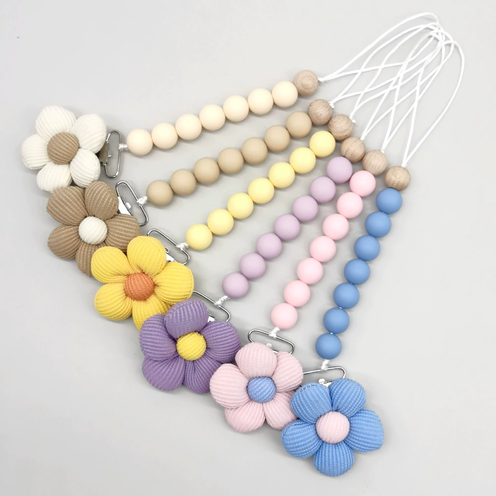 Новые детские товары цветочная соска зажим для малыша успокаивающий силиконовый DIY бисер деревянная соска цепочка для защиты от шнура