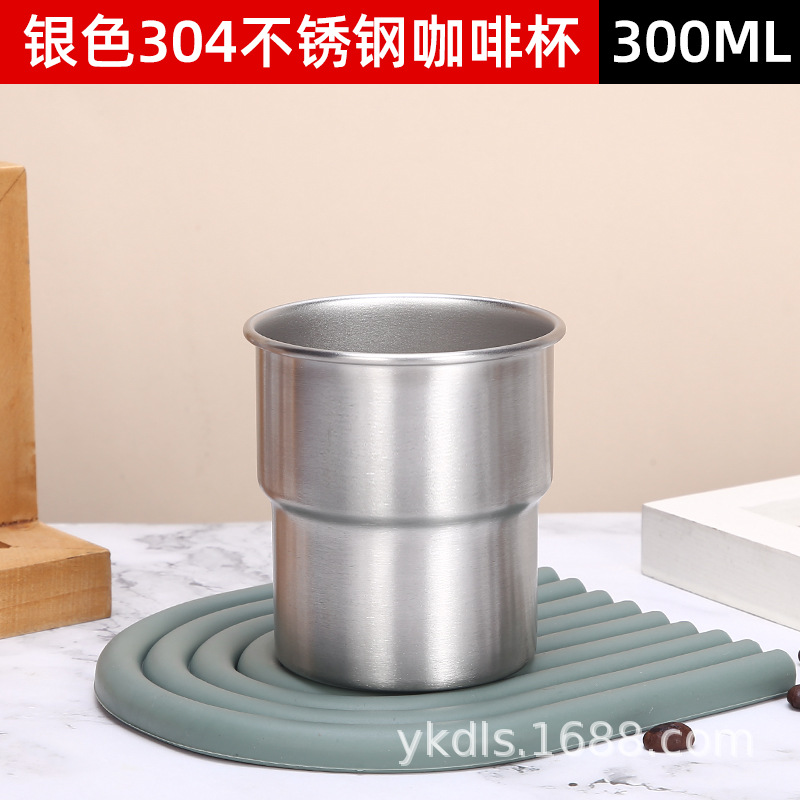 Taza de escalón de una sola capa para exteriores Taza de café de acero inoxidable 304 ins Vaso de cerveza de camping de borde rizado conveniente de alto valor