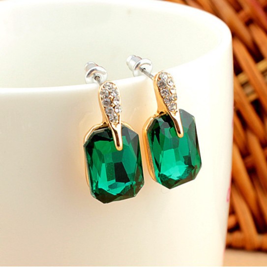Pendientes cuadrados de cristal con strass - Pendientes de moda personalizados estilo coreano [Cenfan] - Joyería para comercio exterior