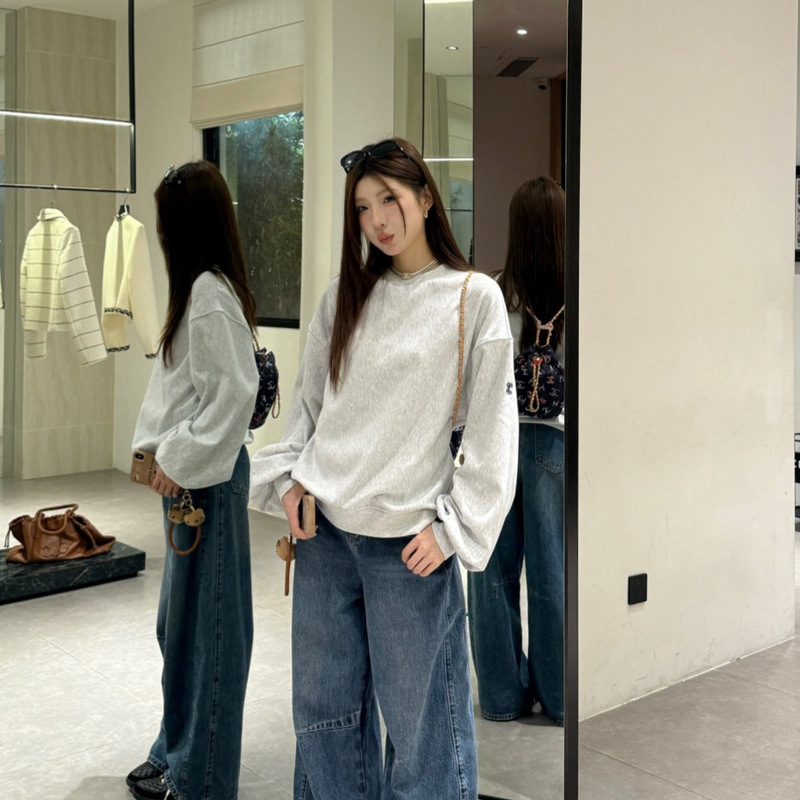 Ce Home 25 Winter Nanyou High Version Korean Style Lazy Loose Round Neck Puff Sleeve Slimming Round Neck Sweatshirt for Women