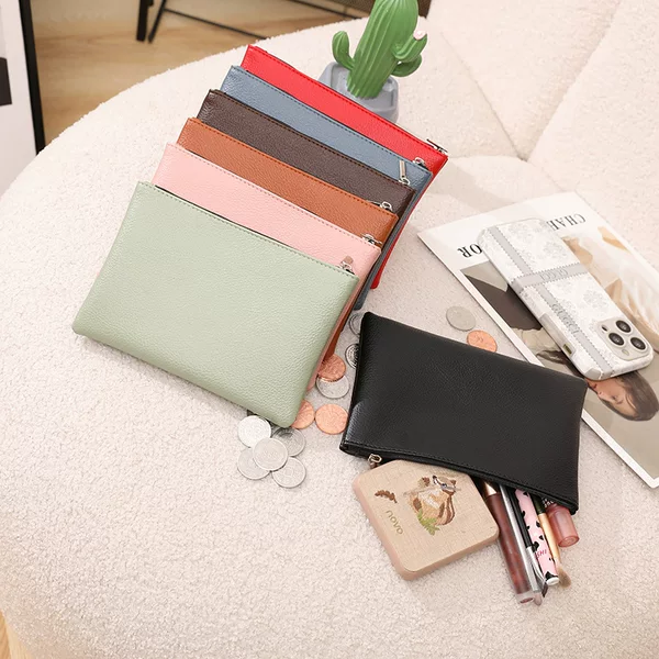 [in stock wholesale] 2024 new litchi pattern large cosmetic bag ultra light PU soft leather storage bag mobile phone wallet