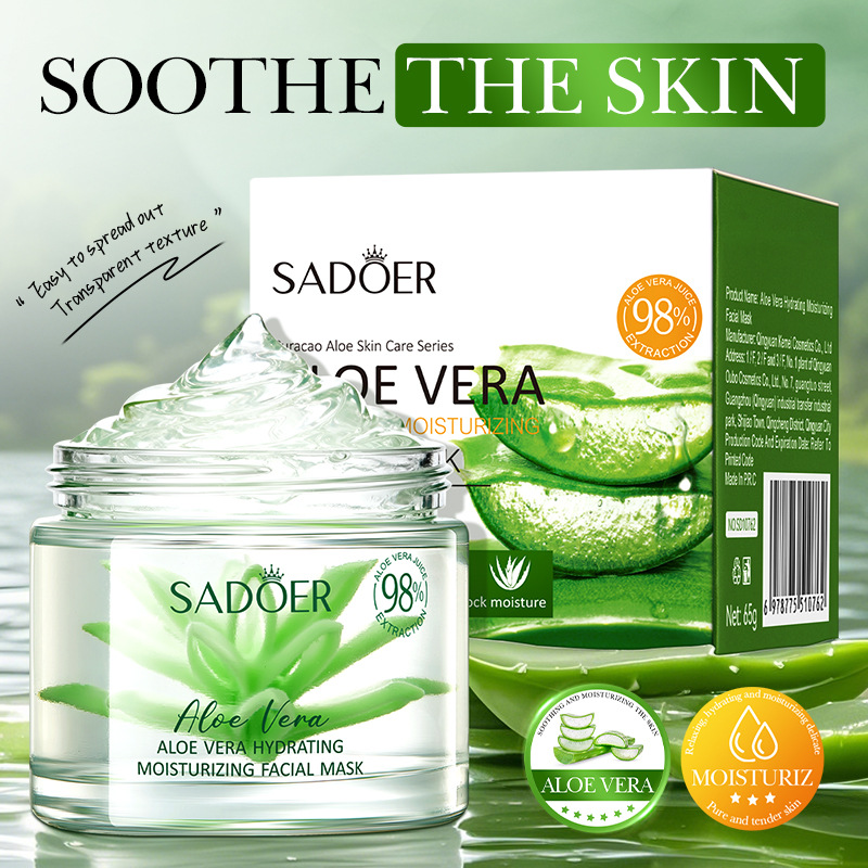 Masque à l'aloe vera SADOER en stock, hydratant, rajeunissant et nourrissant pour le visage, vente directe transfrontalière._voghion.com