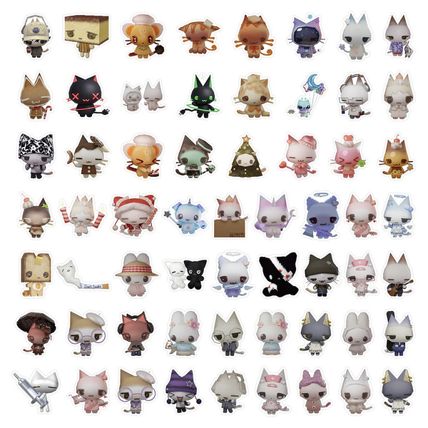 60 stickers of personalized cartoon snackanimals kittens DIY…