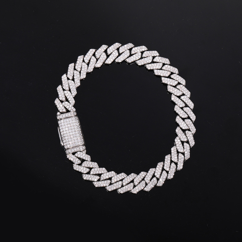 Cross-Border European and American 10mm Copper Inlaid Zircon Cuban Chain Men's Amazon Hip-Hop Rap Street Bracelet Jewelry Wholesale